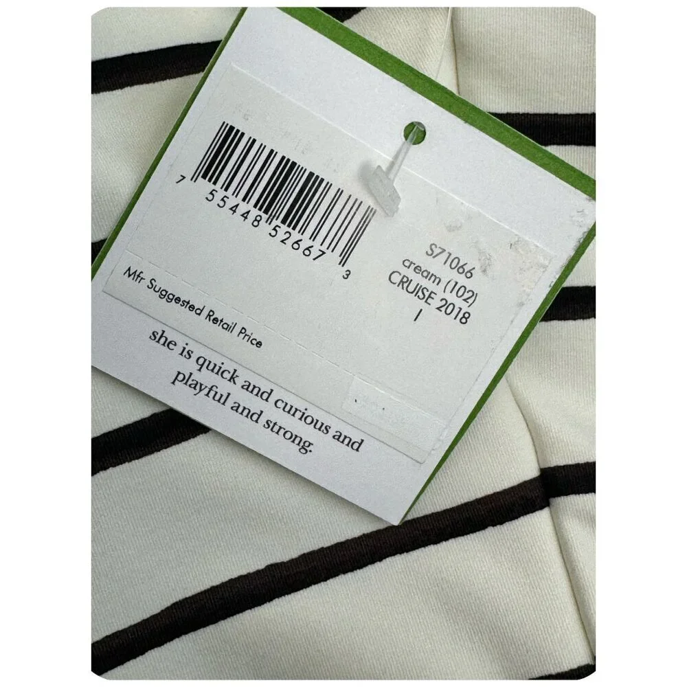 Kate Spade NY NWT $138 Bathing Beauty Graphic Striped 1-Piece Swimsuit Cream LG - Picture 8 of 8